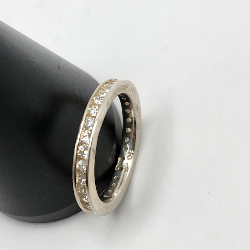 925 Sterling Silver Band Stackable Cz Ring Size 7… - image 5